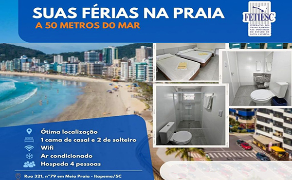 Federação e sindicatos filiados firmam convênio para uso de pousada em Meia Praia/SC